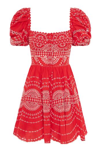 Alisa embroidered cotton and linen mini dress