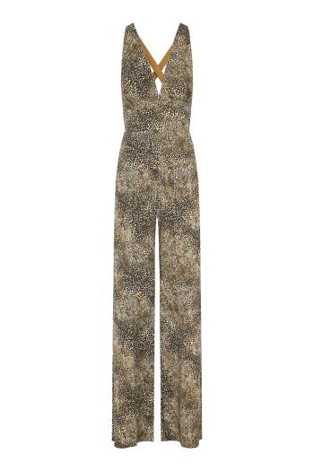 Animalier print cady jumpsuit 