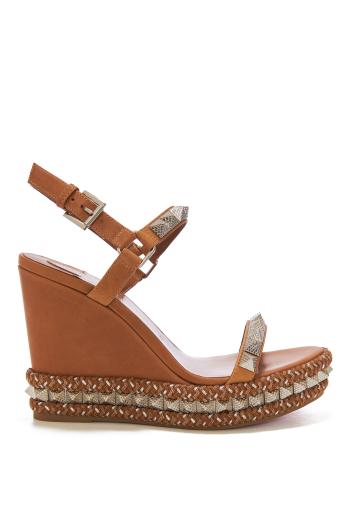 Pyraclou 110 embellished leather wedge espadrilles 