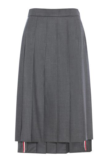 Pleated wool midi skirt