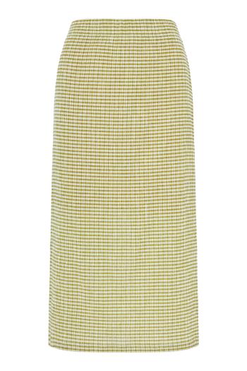 Checked Smocked Midi Skirt