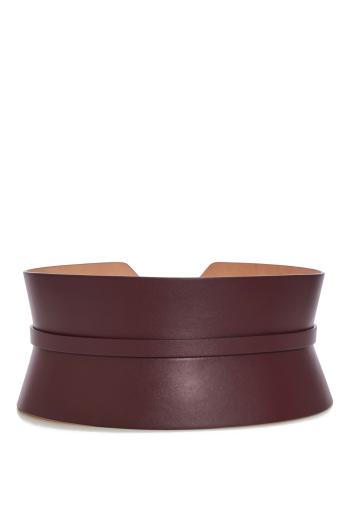 Leather double bustier belt 