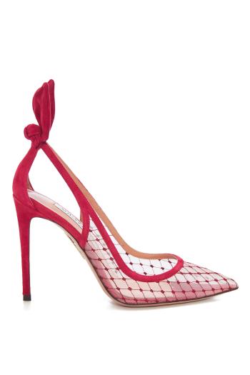 Bow Tie 105 suede mesh pumps 
