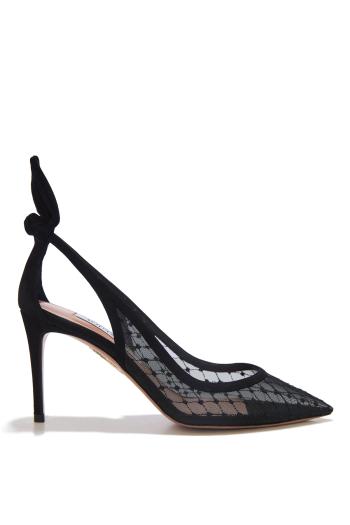 Bow Tie 85 suede mesh pumps 
