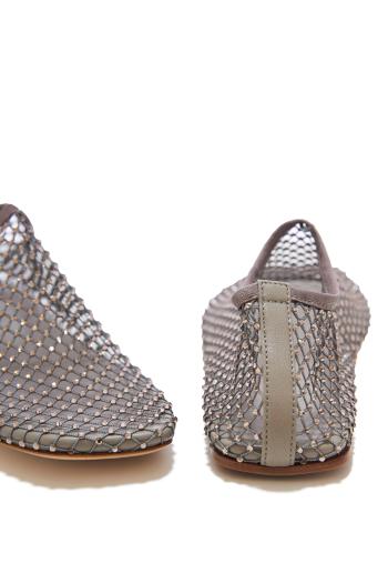 Minette crystal-embellished textile flats 