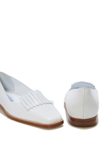 Pausania fringed leather flats 10mm