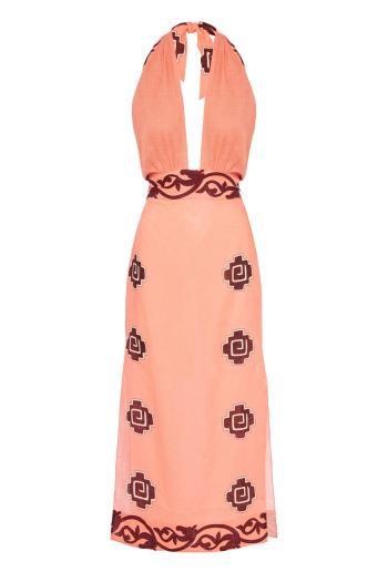 Energetic printed linen midi dress 