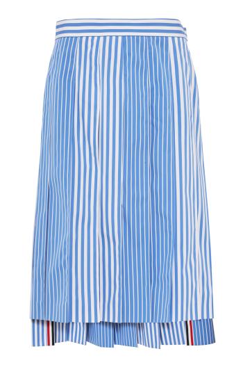 Awning striped poplin funmix pleated skirt