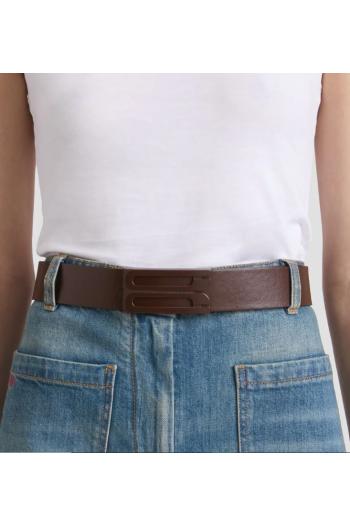 Tonal Jumbo Frame Belt In Dark Brown Smooth Leather