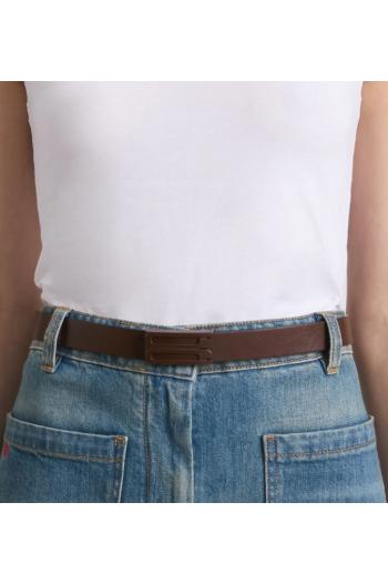 Tonal Frame Belt In Dark Brown Smooth Leather