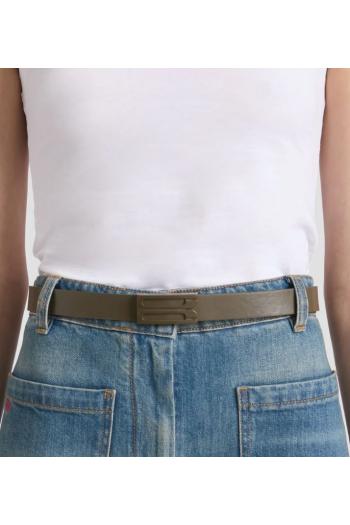 Tonal Frame Belt In Dark Khaki Smooth Leather