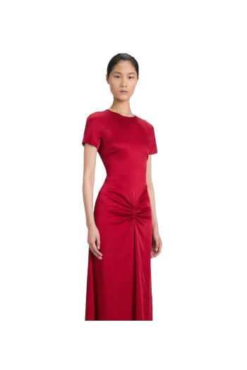 Ruched satin midi dress 
