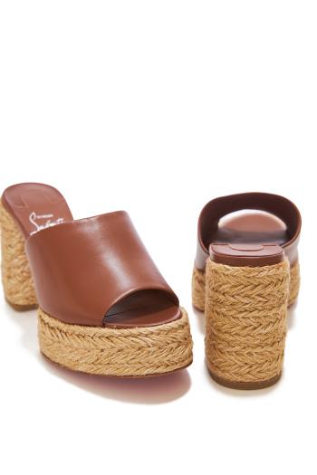Calaka 85 leather and raffia sandals