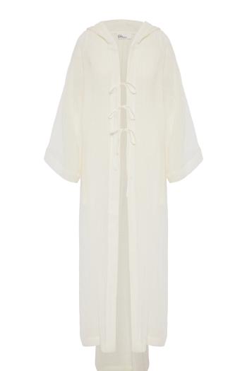 Sorrento linen-blend gauze hooded coverup 