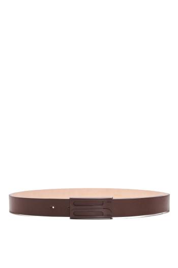 Tonal Frame Belt In Dark Brown Smooth Leather