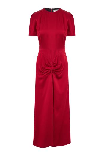 Gathered detail t-shirt satin midi dress 