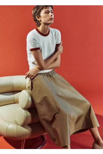 Cotton-blend midi skirt 