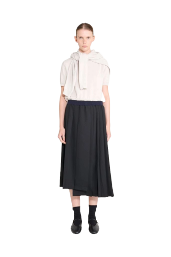 Joan pleated wool-blend midi skirt 