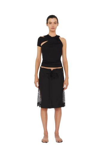 Hudson lace and silk midi skirt 