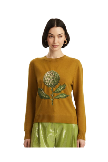 Artichoke embroidered wool and cashmere sweater 