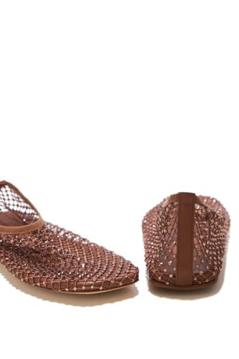 Minette crystal-embellished fishnet flats