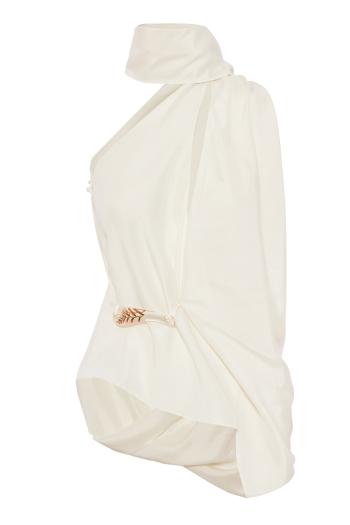 Encased Nature draped silk top 