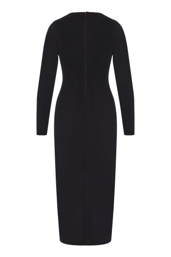 Lace-trimmed crepe midi dress 