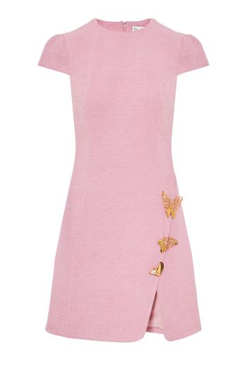 Butterfly-detailed tweed mini dress 