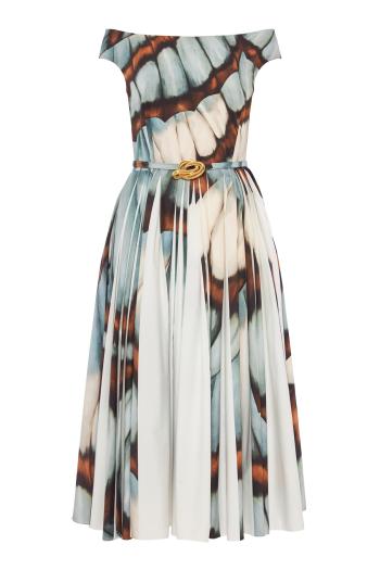 Abstract Butterfly cotton-blend midi dress 