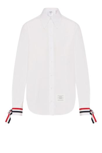 Twill scarf cuff easy fit silk  shirt