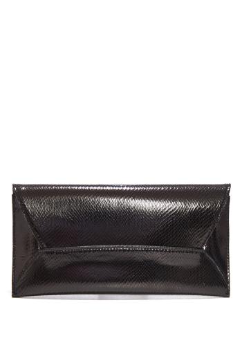 Envelop textured-leather clutch