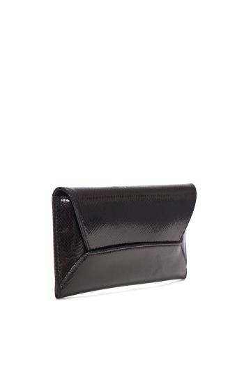 Envelop textured-leather clutch