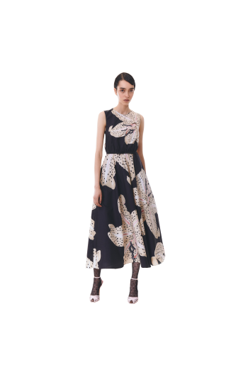 Printed cotton midi dress 
