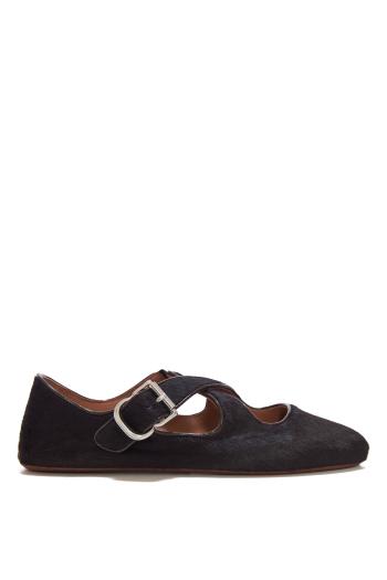 Criss cross ballet flats in haircalf