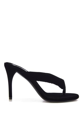 Heel thong mules in velvet 90 mules 