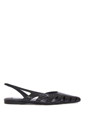Embossed croc-leather slingback flats 