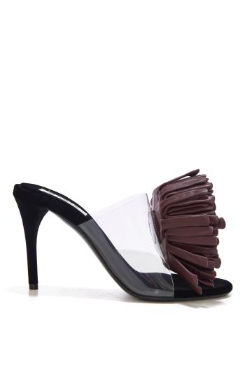 Asymetric heel sandals in lambskin 90 mules 