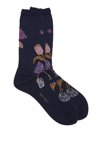 Tulip intarsia wool-blend socks