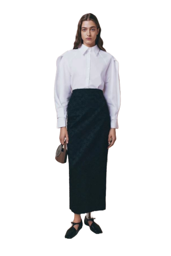 Monica threaded organic-cotton midi skirt 