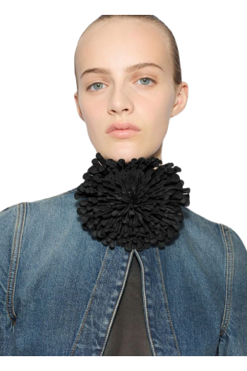 Leather floral choker