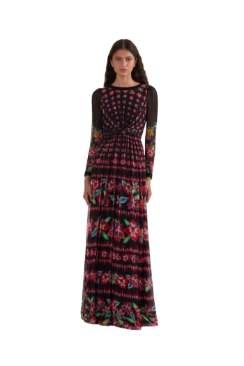 Blythe printed crinkled silk-blend maxi dress 
