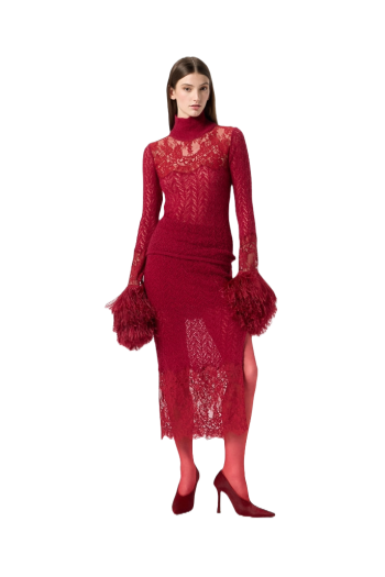Knitted lace midi skirt