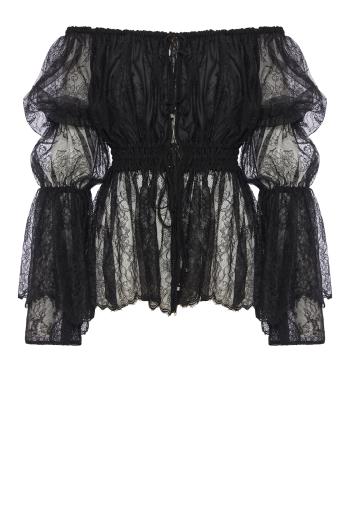 Chantilly lace shirt with gathering