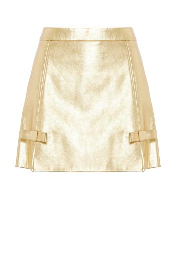 Metallic leather mini skirt