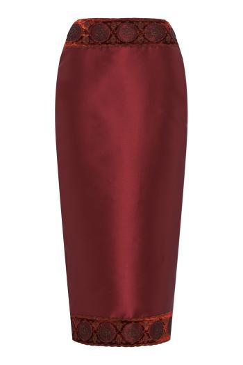 Monica lace-trimmed silk-blend midi skirt 