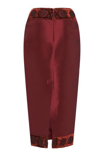 Monica lace-trimmed silk-blend midi skirt 