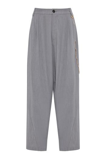 Phebe - chain adorned wide-leg wool pants