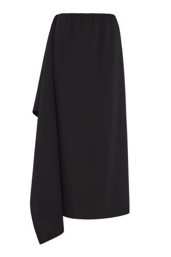 Draped wool midi skirt
