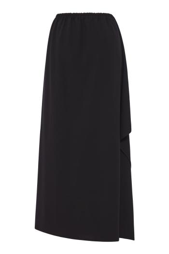 Draped wool midi skirt