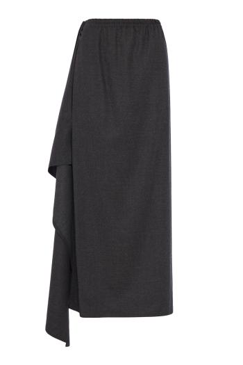 Draped flannel midi skirt